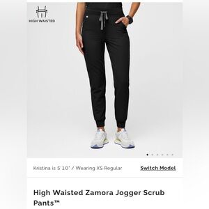 High Waisted Zamora Jogger Scrub Pants Womens Black Small Petite